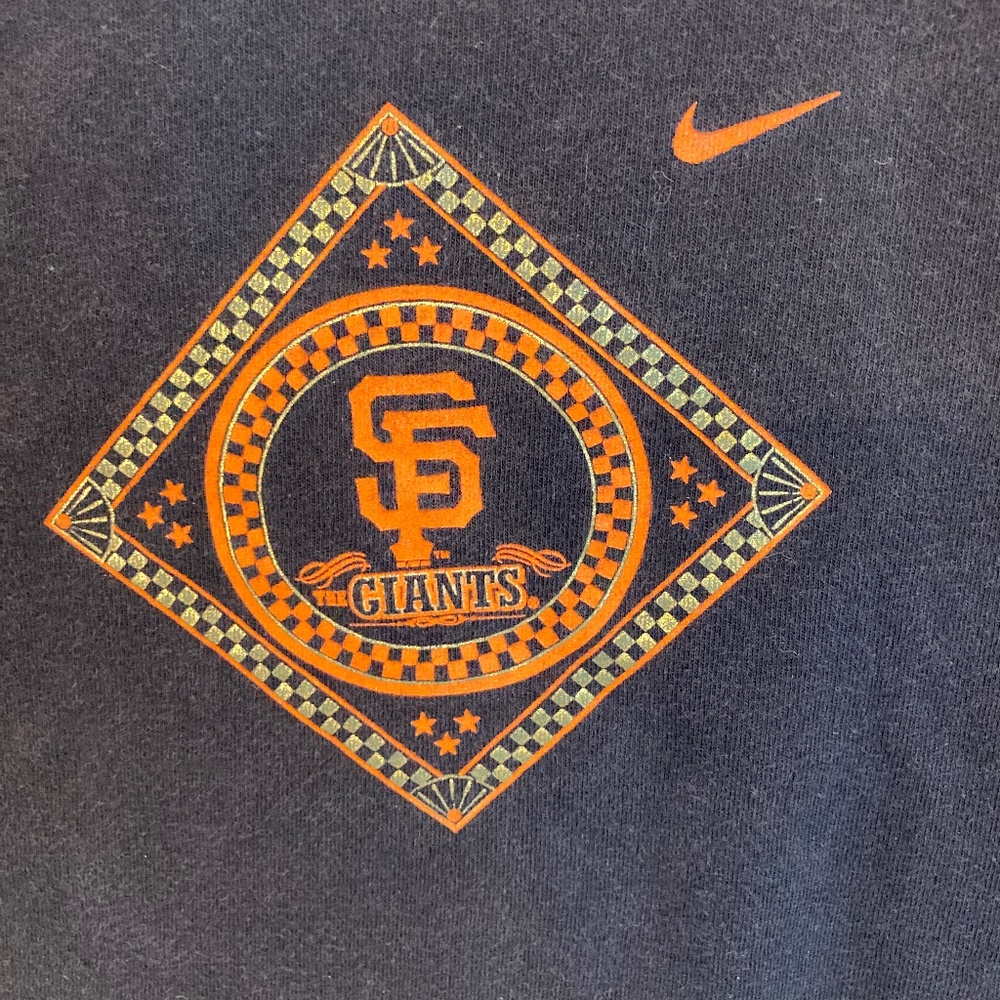 San Francisco Giants Womens Shirt Sz L NIKE Short Sleeve Black Orange